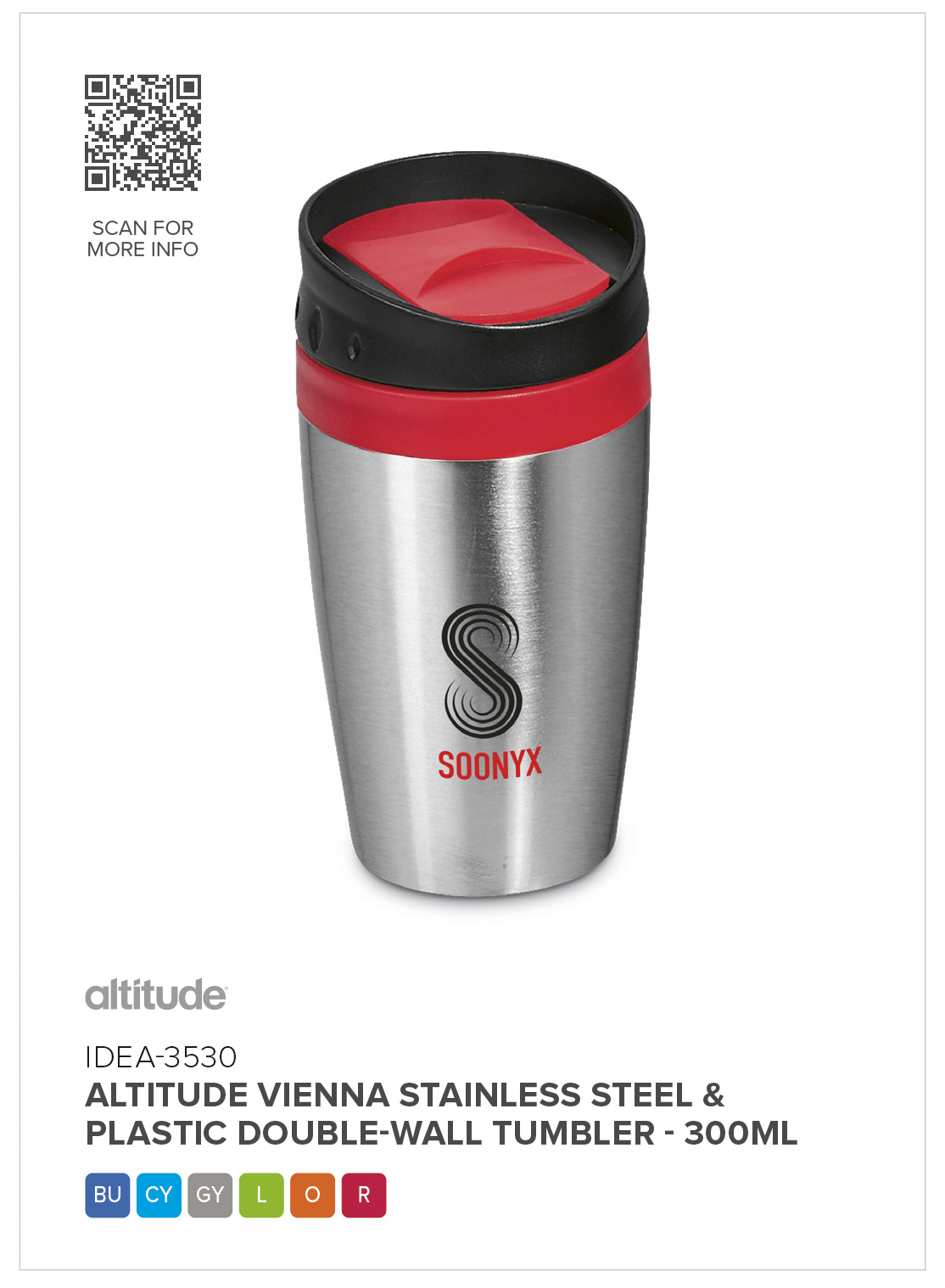 Altitude Vienna Stainless Steel & Plastic Double-Wall Tumbler - 300ml CATALOGUE_IMAGE